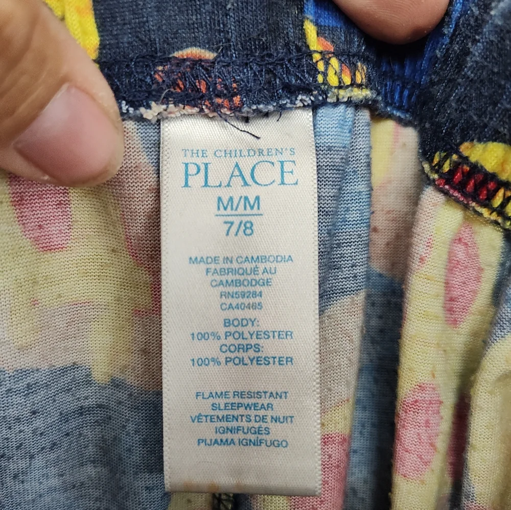The Children's Place Blue and Yellow Pizza Print Pajama Set Kids Size Medium 7/8